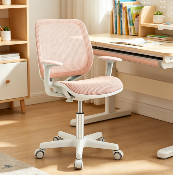 Children’s Mesh Desk Chair with Armrests, Brake Casters and Adjustable Seat Height